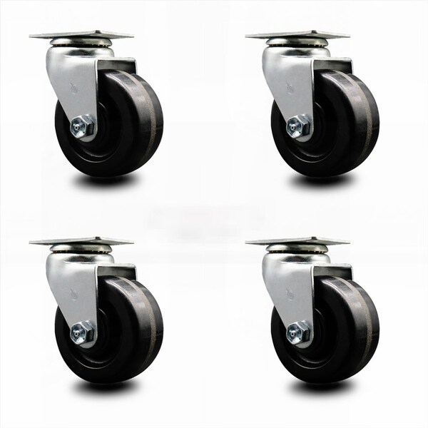 4 Inch Phenolic Wheel Swivel Caster Set with Roller Bearings SCC